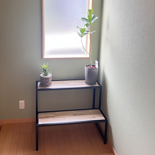 ☆サイズオーダー可能☆ 観葉植物用にも最適 アイアンラック2段 棚