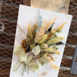 ドライフラワー フレーム アレンジメント バンパス クレビアゴールド