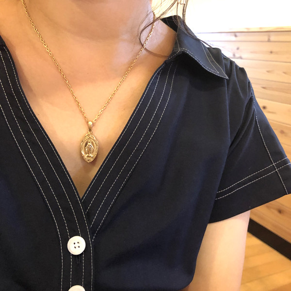 ハワイアンジュエリー マリア ネックレス K14イエローゴールドコーティング インスタ