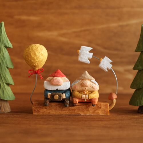 北欧 インテリア木製【トントゥ森のピクニック】 北欧雑貨 置物