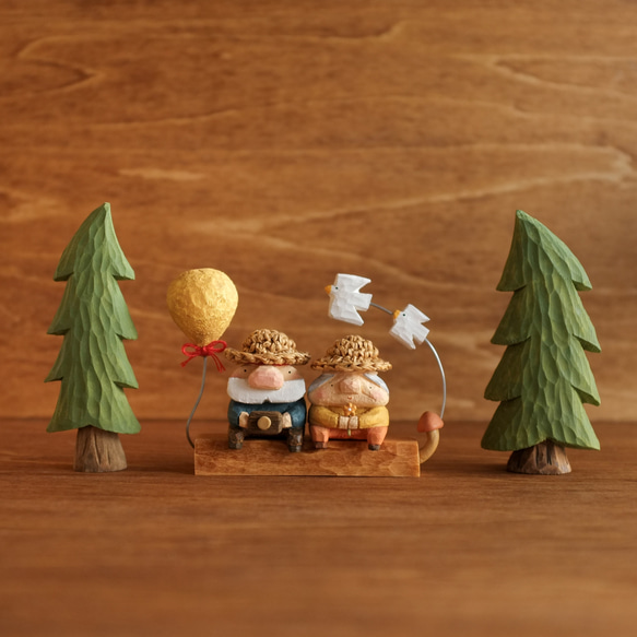 北欧 インテリア木製【トントゥ森のピクニック】 北欧雑貨 置物