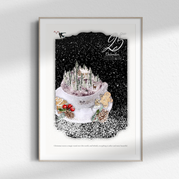【神秘的なカップの中のクリスマス】インテリア アートポスター　Étape65 1枚目の画像