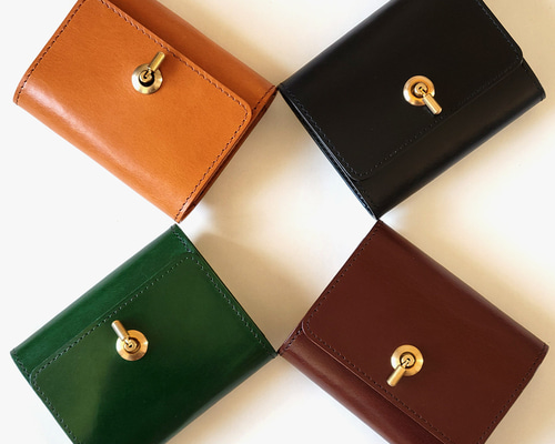 【イタリアンレザー】オコシ金具の三つ折り財布　フルハンドメイド 51cd4ae17feff3db07f52ca6356e7d