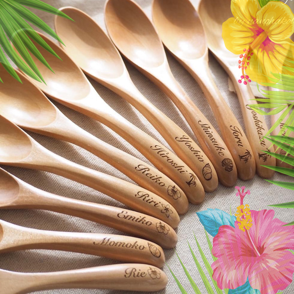 席札に大人気♡】ハワイ挙式♡お名前入りつやありスプーン ♡名入れ