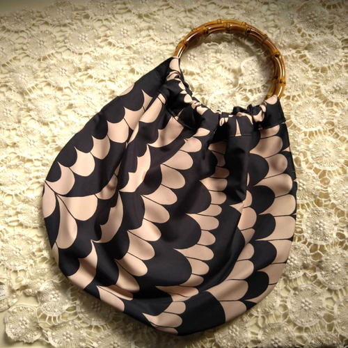 ミナペルホネン　風呂敷バッグ　レア バンブーバッグ*「むす美×mina perhonen」風呂敷ちょうむすび*sea lace