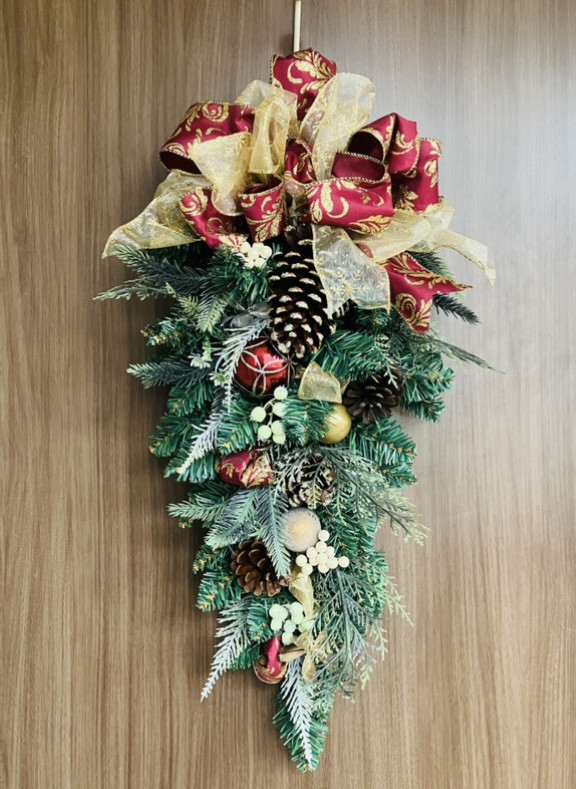 再販)◆ドアの色に合わせてお作りします　約60㎝　大きいクリスマススワッグ