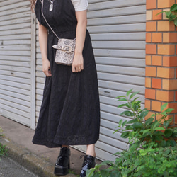 Lacy Stripes Salopette Flare Skirt (black) フレアスカート ブラック 黒 1枚目の画像