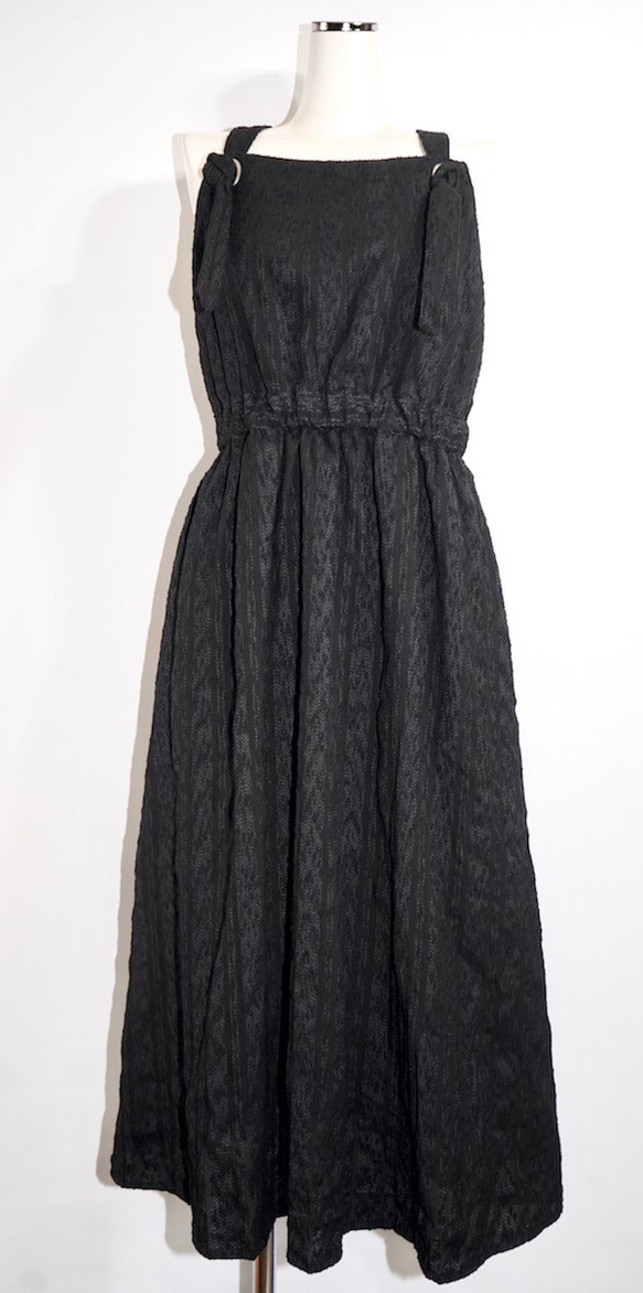 Lacy Stripes Salopette Flare Skirt (black) フレアスカート ブラック 黒 6枚目の画像