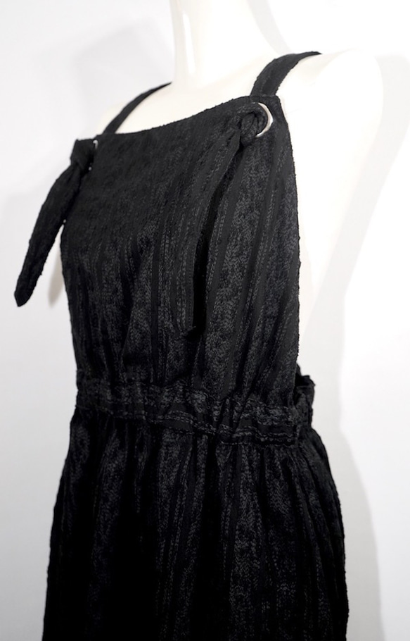 Lacy Stripes Salopette Flare Skirt (black) フレアスカート ブラック 黒 10枚目の画像