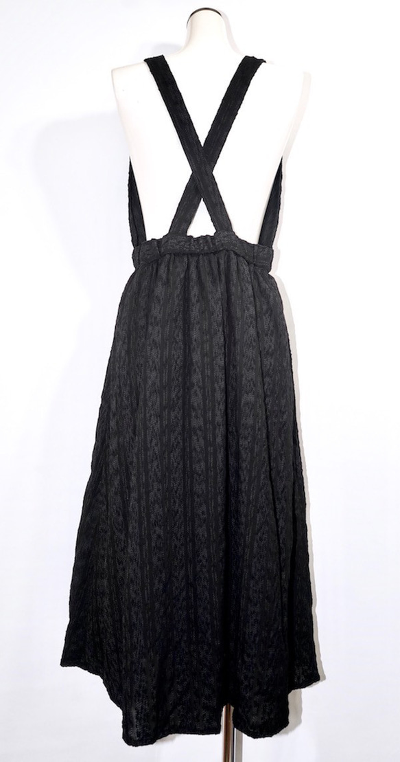 Lacy Stripes Salopette Flare Skirt (black) フレアスカート ブラック 黒 9枚目の画像