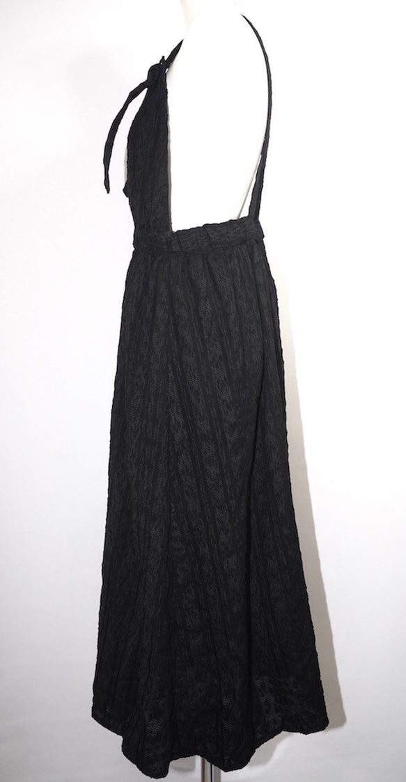 Lacy Stripes Salopette Flare Skirt (black) フレアスカート ブラック 黒 8枚目の画像