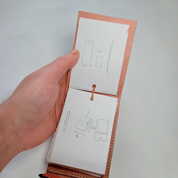 【DIY】大福帳風用紙を用意するメモ帳カバー　ヌメ革 7枚目の画像