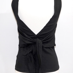 Back Ribbon No-sleeve Tops (black)ノースリーブトップス ブラック 黒 上品 きれいめ 6枚目の画像