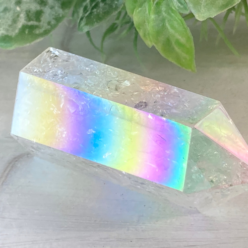 七色の夢໒꒱✨　レインボーオーラ　水晶　クリスタル　ポイント　原石　ポリッシュ