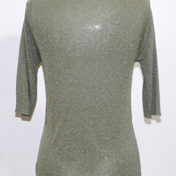 Decolletage Cut Lame S/S Knit Tops (light green) 半袖Tシャツ　グリーン 8枚目の画像