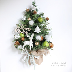 【特集掲載】壁掛けクリスマスツリー　ウォールツリー　クリスマス　トナカイ　グリーン　R＆yCH92 1枚目の画像
