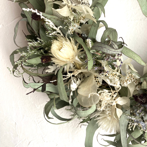 細葉ユーカリのリース ドライフラワー m-floret 通販 16633185｜Creema