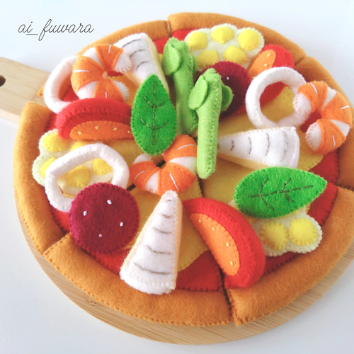 フェルトのトッピング ピザ屋さん♡フェルトおままごと おもちゃ