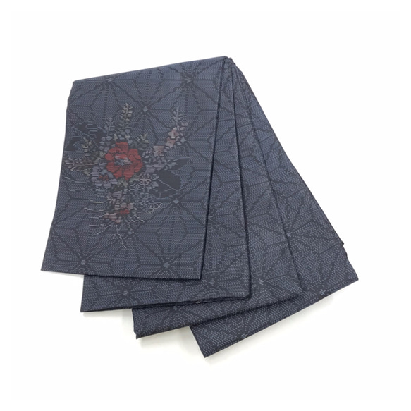 大島紬 紺 花柄