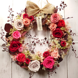 大人かわいいエレガントリースブーケ 送料無料】エレガントなプリザーブドフラワーのリース♪ リース basket