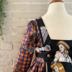 子供服　ゾンビガール‍♀️✖️チェック パネルラインワンピースドレス　100サイズ　女の子　ハロウィン　仮装 11枚目の画像