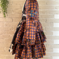 子供服　ゾンビガール‍♀️✖️チェック パネルラインワンピースドレス　100サイズ　女の子　ハロウィン　仮装 2枚目の画像