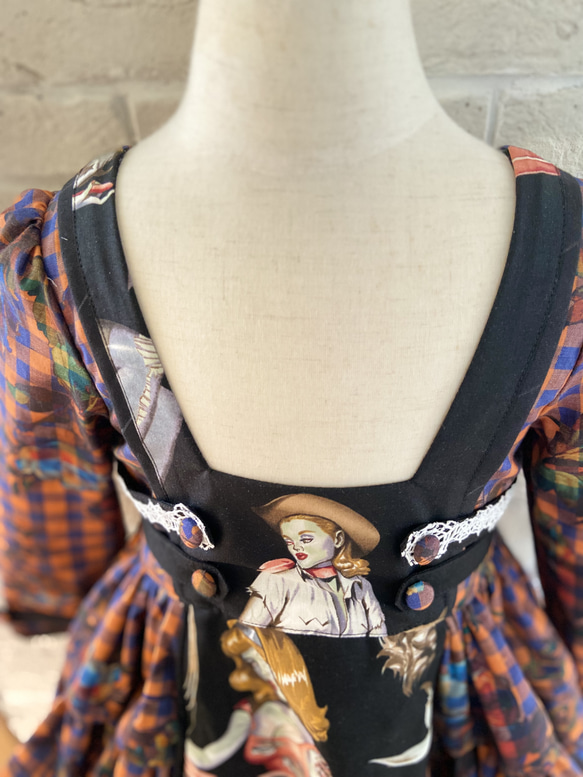 子供服　ゾンビガール‍♀️✖️チェック パネルラインワンピースドレス　100サイズ　女の子　ハロウィン　仮装 8枚目の画像