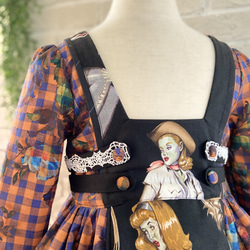 子供服　ゾンビガール‍♀️✖️チェック パネルラインワンピースドレス　100サイズ　女の子　ハロウィン　仮装 6枚目の画像