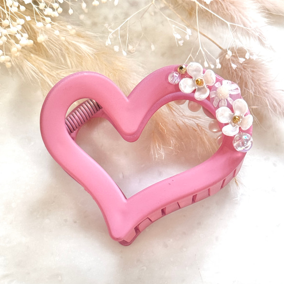 ピンク ハート フラワー ヘアクリップ ヘアバンス ヘアクリップ