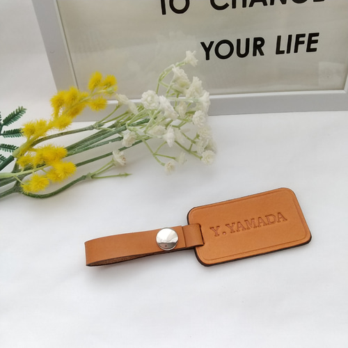 オリジナルネームタグ キャメル (文字入れ代無料、桜オプションあり