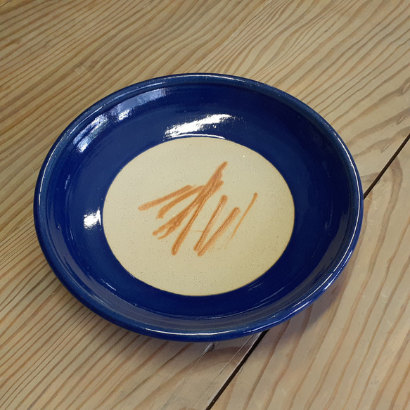 備前緋襷大皿 山本陶秀ゆかりの備州窯、山本宗秀作・緋襷