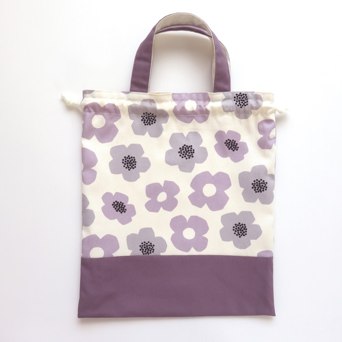 入園入学3点セット【お花 くすみパープル×グレー】入園入学
