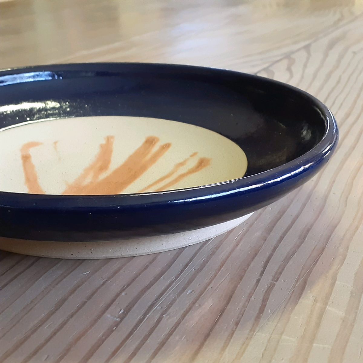 備前焼  デニム備前 ７寸皿  藍ブルー① 新作 Creema限定 　備前焼緋襷藍釉