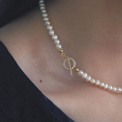 ｜2way｜淡水パールのネックレス｜マンテル石入り｜品質AA+｜お好みの長さでお作りします 3枚目の画像