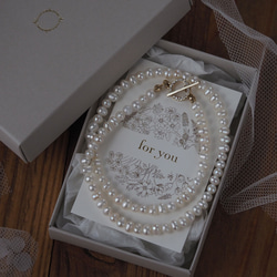 ｜2way｜淡水パールのネックレス｜マンテル石入り｜品質AA+｜お好みの長さでお作りします 9枚目の画像