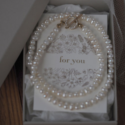 ｜2way｜淡水パールのネックレス｜マンテル石入り｜品質AA+｜お好みの長さでお作りします 10枚目の画像