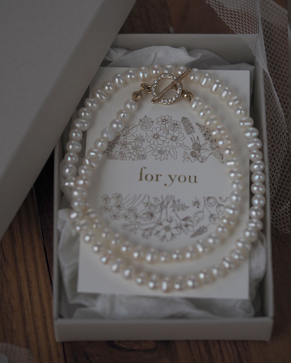 ｜2way｜淡水パールのネックレス｜マンテル石入り｜品質AA+｜お好みの長さでお作りします 10枚目の画像