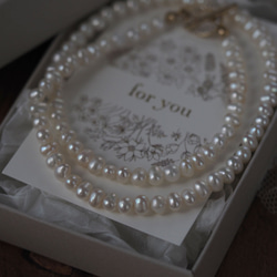 ｜2way｜淡水パールのネックレス｜マンテル石入り｜品質AA+｜お好みの長さでお作りします 11枚目の画像