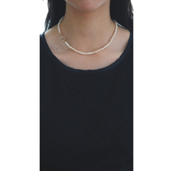 ｜2way｜淡水パールのネックレス｜マンテル石入り｜品質AA+｜お好みの長さでお作りします 6枚目の画像