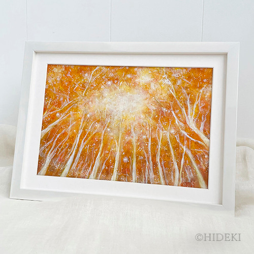 アクリル画 (散歩) 秋色の散歩道】アクリル画 F6 風景画 絵画 秋色の