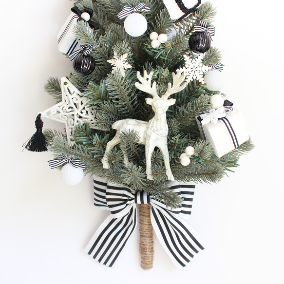 モノトーン　壁掛けのクリスマスツリー　ウォールデコツリー　ハンギングツリー　　クリスマス　白黒　R＆yCH89 9枚目の画像