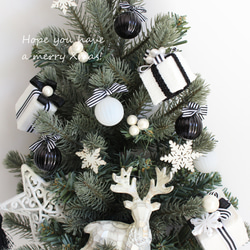 モノトーン　壁掛けのクリスマスツリー　ウォールデコツリー　ハンギングツリー　　クリスマス　白黒　R＆yCH89 3枚目の画像