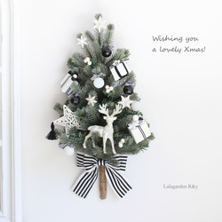 モノトーン　壁掛けのクリスマスツリー　ウォールデコツリー　ハンギングツリー　　クリスマス　白黒　R＆yCH89 11枚目の画像