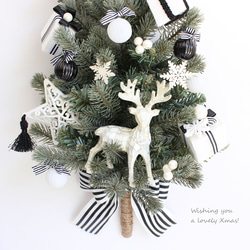 モノトーン　壁掛けのクリスマスツリー　ウォールデコツリー　ハンギングツリー　　クリスマス　白黒　R＆yCH89 12枚目の画像