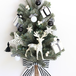 モノトーン　壁掛けのクリスマスツリー　ウォールデコツリー　ハンギングツリー　　クリスマス　白黒　R＆yCH89 10枚目の画像