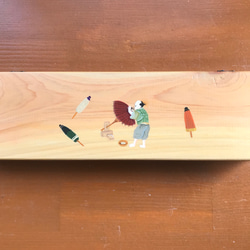 食卓に置ける箸箱　江戸時代の傘張職人　和柄　カトラリーケース　メガネ入れ　小物入れ　蓋付き木製　少人数用 14枚目の画像