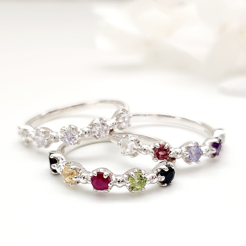 好きな天然石 選べる五つの色 マルチカラーリング H-245 指輪・リング