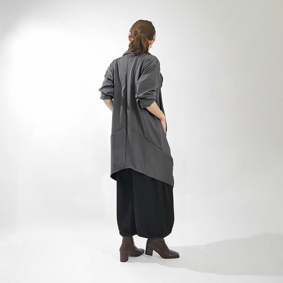 不對稱 Cache-Coeur 拉鍊長外套針織開襟衫灰色 第8張的照片