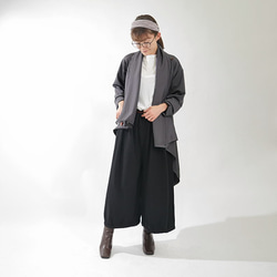 不對稱 Cache-Coeur 拉鍊長外套針織開襟衫灰色 第6張的照片