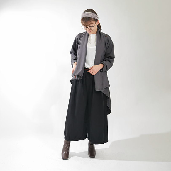 不對稱 Cache-Coeur 拉鍊長外套針織開襟衫灰色 第6張的照片